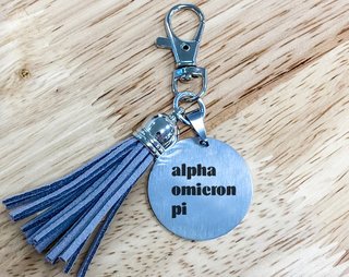 Alpha Omicron Pi Stainless Tassel Keychain