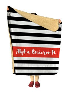 Alpha Omicron Pi Stripes Sherpa Lap Blanket