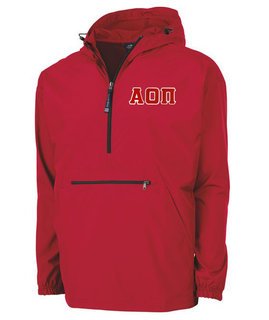 Alpha Omicron Pi Tackle Twill Lettered Pack N Go Pullover