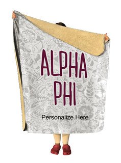 Alpha Phi Floral Sherpa Lap Blanket