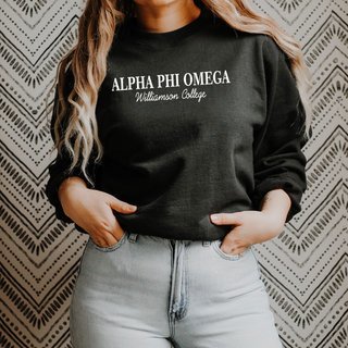 Alpha Phi Omega Script Comfort Colors Greek Crewneck Sweatshirt