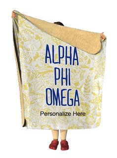Alpha Phi Omega Floral Sherpa Lap Blanket