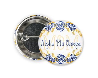 Alpha Phi Omega Mom Floral Button