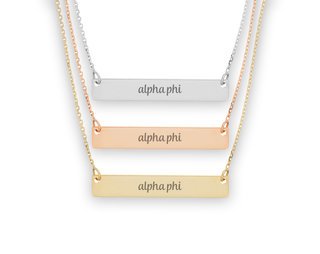 Alpha Phi Script Bar Necklace