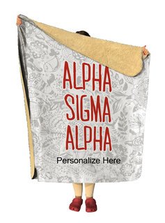 Alpha Sigma Alpha Floral Sherpa Lap Blanket