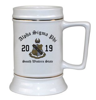 Alpha Sigma Phi Ceramic Crest & Year Ceramic Stein Tankard - 28 ozs!