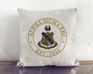 Alpha Sigma Phi Crest Linen Pillow
