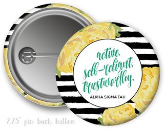 Alpha Sigma Tau Floral Motto Button