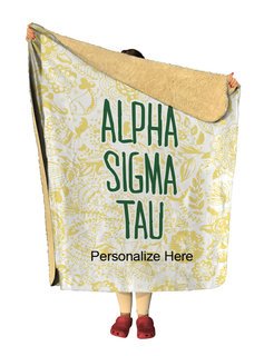 Alpha Sigma Tau Floral Sherpa Lap Blanket