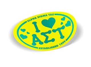 Alpha Sigma Tau I Love Sorority Sticker - Oval