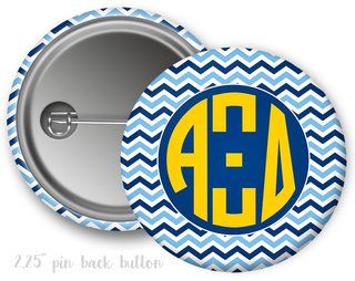 Alpha Xi Delta Chevron Monogram Button