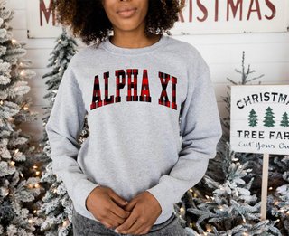 Alpha Xi Delta Christmas Plaid Nickname Sweatshirt