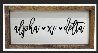 Alpha Xi Delta Script Wooden Signs