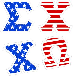 American Flag Giant 4" Greek Letter Stickers