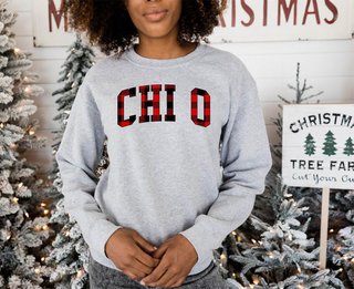 Chi Omega Christmas Plaid Nickname Sweatshirt