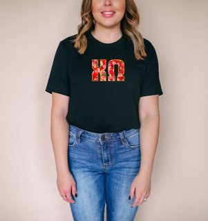 Chi Omega Floral Block Tee