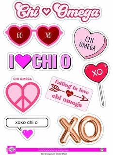 Chi Omega Love Theme Stickers