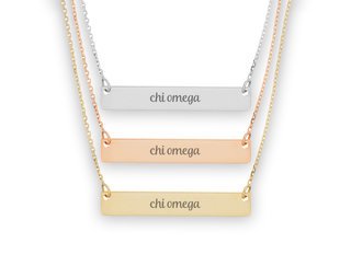 Chi Omega Script Bar Necklace