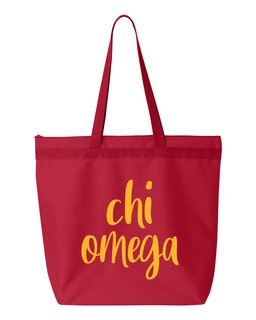Chi Omega Script Tote Bag