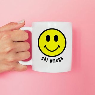 Chi Omega Smiley Face Coffee Mug - Personalized!