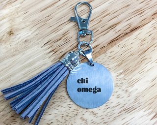 Chi Omega Stainless Tassel Keychain