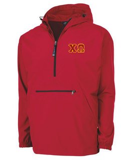 Chi Omega Tackle Twill Lettered Pack N Go Pullover