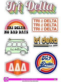 Delta Delta Delta Retro Sticker Sheet