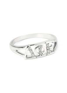 Delta Phi Epsilon Sterling Silver Ring set with Lab-Created Diamonds