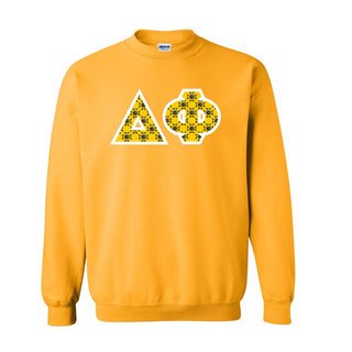 Delta Phi Fraternity Crest - Shield Twill Letter Crewneck Sweatshirt