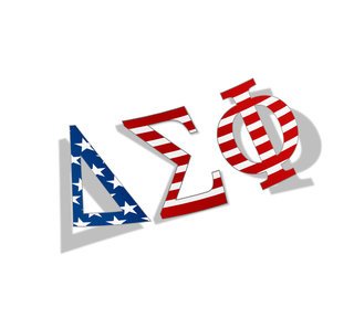 Delta Sigma Phi American Flag Greek Letter Sticker - 2.5" Tall