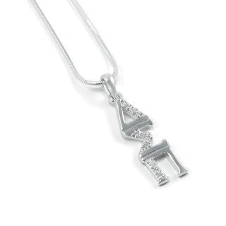 Delta Sigma Pi Sterling Silver Lavaliere set with Lab-Created Diamonds