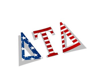Delta Tau Delta American Flag Greek Letter Sticker - 2.5" Tall