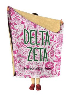 Delta Zeta Floral Sherpa Lap Blanket