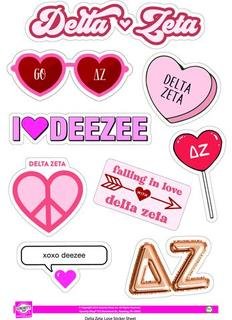 Delta Zeta Love Theme Stickers