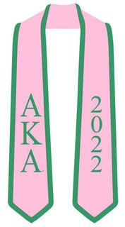 DISCOUNT-Alpha Kappa Alpha Greek 2 Tone Lettered Graduation Sash Stole w/ Year