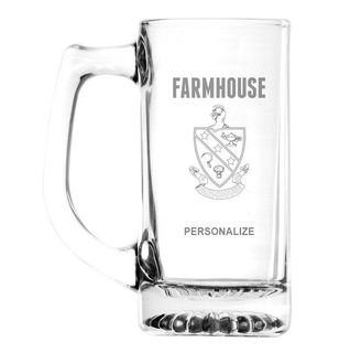FarmHouse Fraternity Glass Engraved 25 Ounce Mug