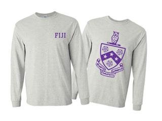 FIJI Fraternity World Famous Crest - Shield Long Sleeve T-Shirt- $24.95!