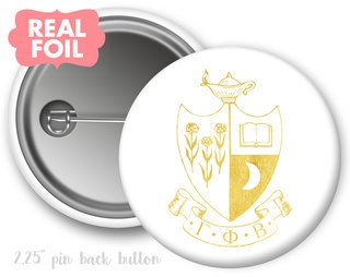 Gamma Phi Beta Foil Crest - Shield Button