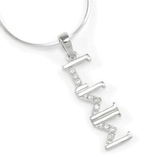 Gamma Sigma Sigma sterling silver lavaliere set with simulated diamonds