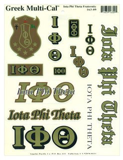 Iota Phi Theta Multi Greek Decal Sticker Sheet