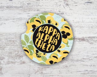 Kappa Alpha Theta Floral Sandstone Car Cup Holder Coaster