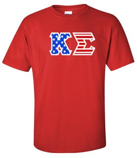 DISCOUNT-Kappa Sigma Greek Letter American Flag Tee