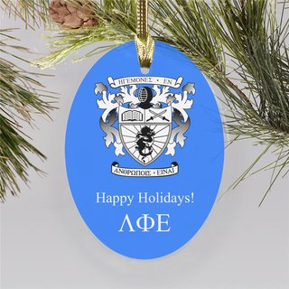 Lambda Phi Epsilon Holiday Crest Oval Ornament