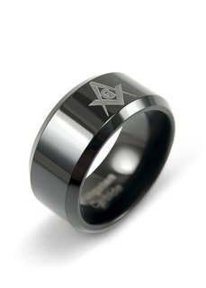 Mason / Freemason Black Tungsten Ring