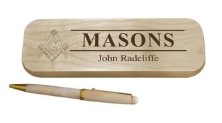 Masonic Maple Wood Pen Set