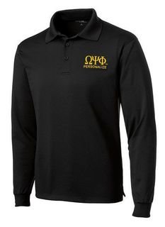 Omega Psi Phi- $35 World Famous Long Sleeve Dry Fit Polo