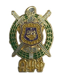 Omega Psi Phi 3D Color Shield w Letters Pins