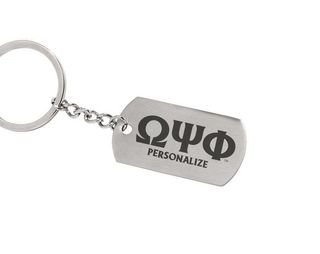 Omega Psi Phi Dog Tag Style Custom Keychain