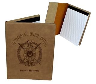 Omega Psi Phi Leatherette Portfolio with Notepad