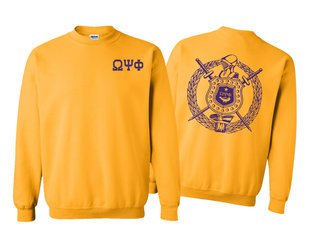 Omega Psi Phi World Famous Crest - Shield Printed Crewneck Sweatshirt